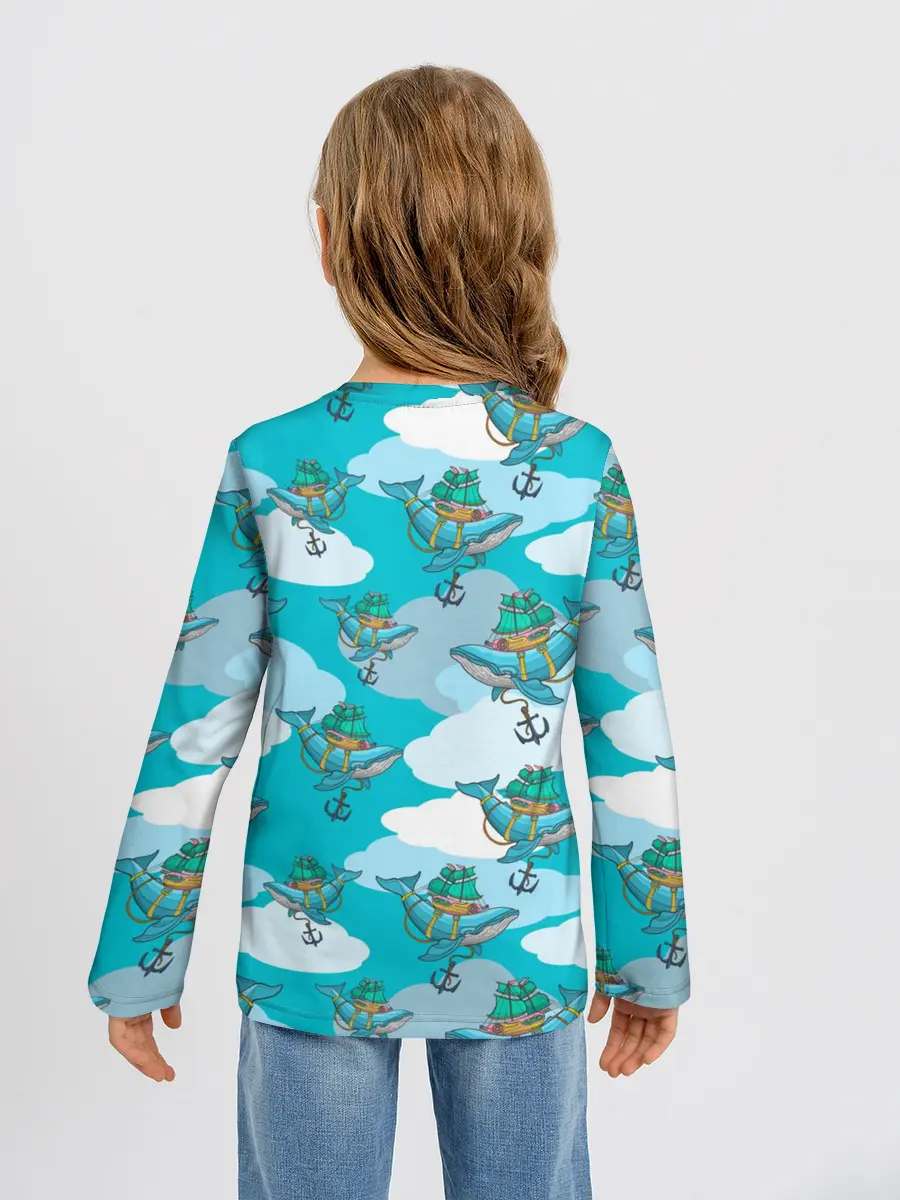 Детский лонгслив / Киты и корабль