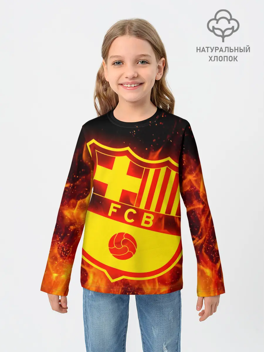 Детский лонгслив / FC BARCELONA / FIRE / ОГОНЬ
