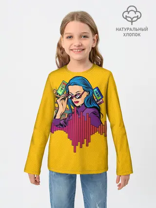 Детский лонгслив / Ретро. Девушка 90-х Арт.