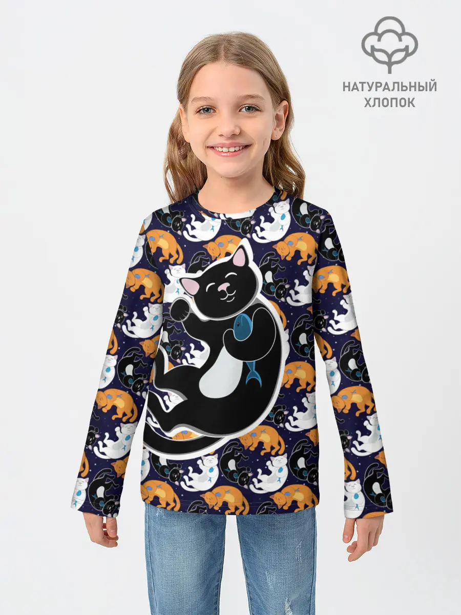 Детский лонгслив / Японские котики