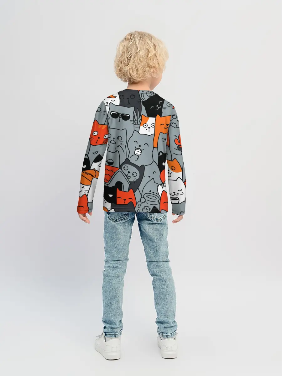 Детский лонгслив / Разноцветные коты