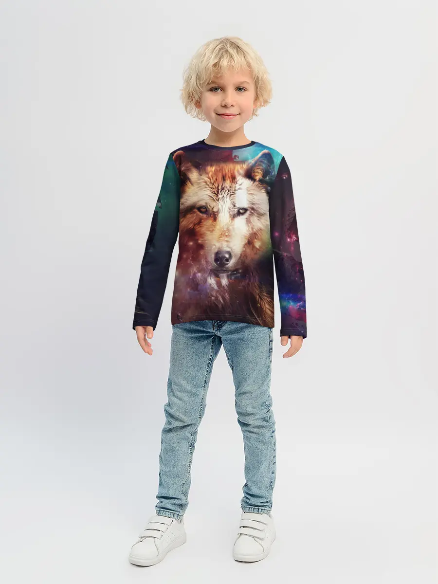 Детский лонгслив / Красивый волк