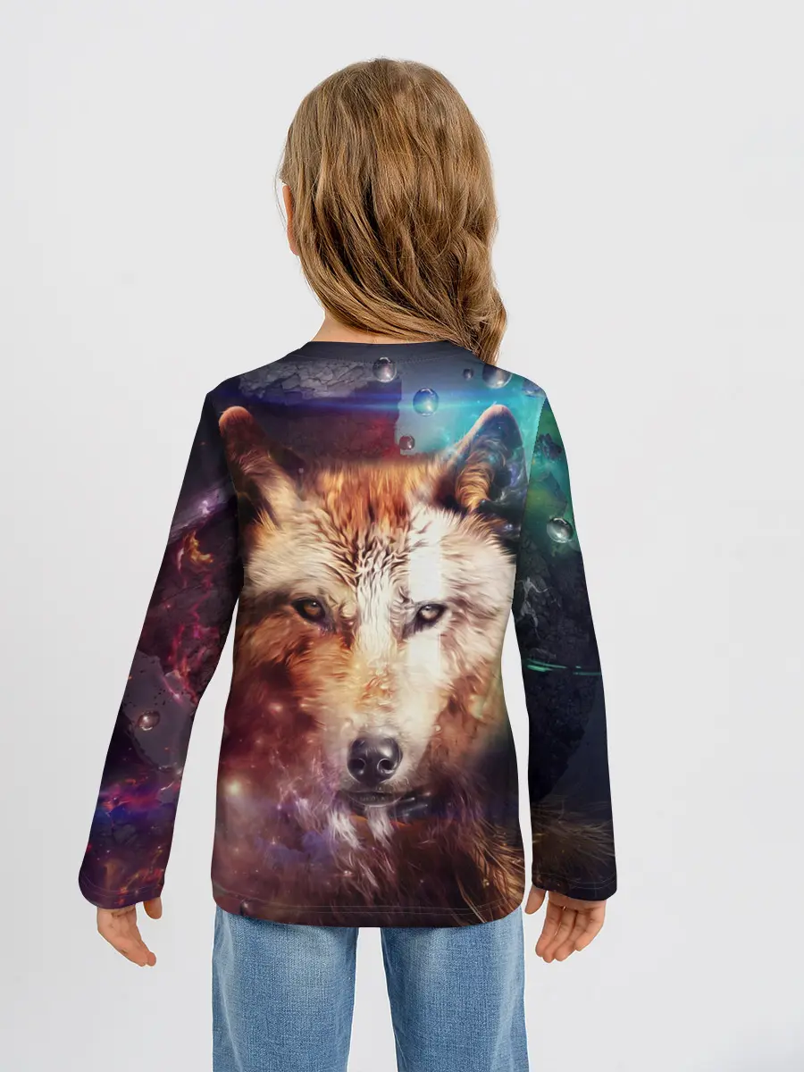 Детский лонгслив / Красивый волк