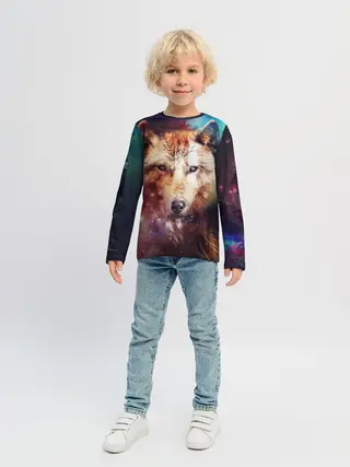 Детский лонгслив / Красивый волк