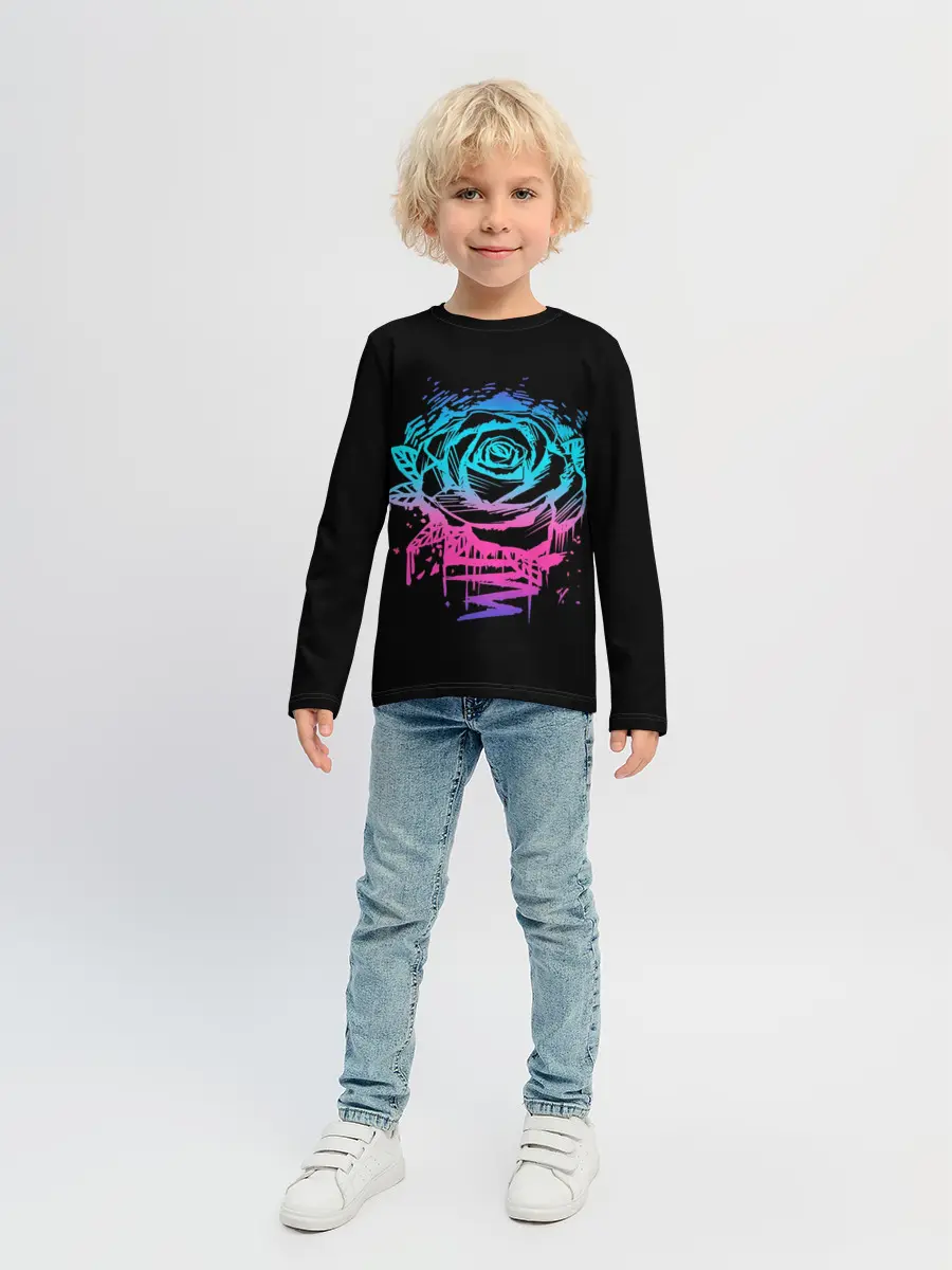 Детский лонгслив / Неоновая Роза | Neon Rose