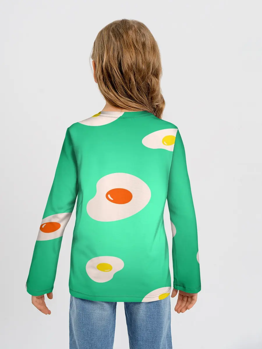 Детский лонгслив / Яйца на Зеленом Фоне