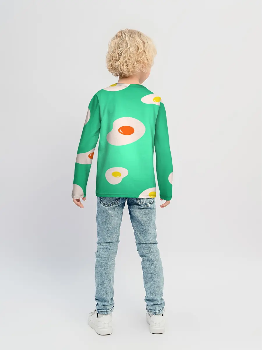 Детский лонгслив / Яйца на Зеленом Фоне