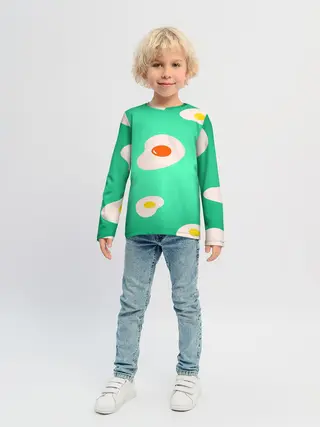 Детский лонгслив / Яйца на Зеленом Фоне
