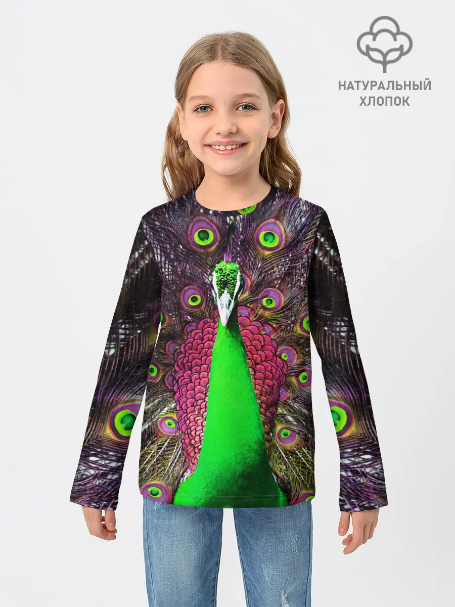 Детский лонгслив / Оперение Павлина