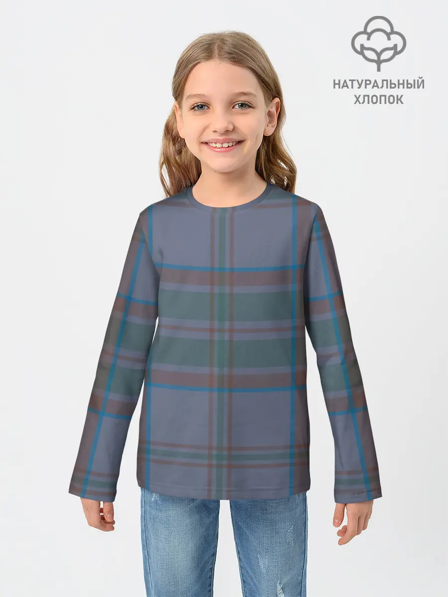 Детский лонгслив / Шотландская клетка, тартан