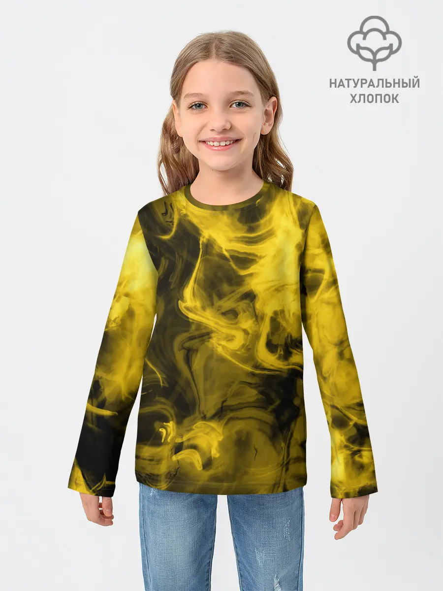 Детский лонгслив / Желтый Неоновый Дым
