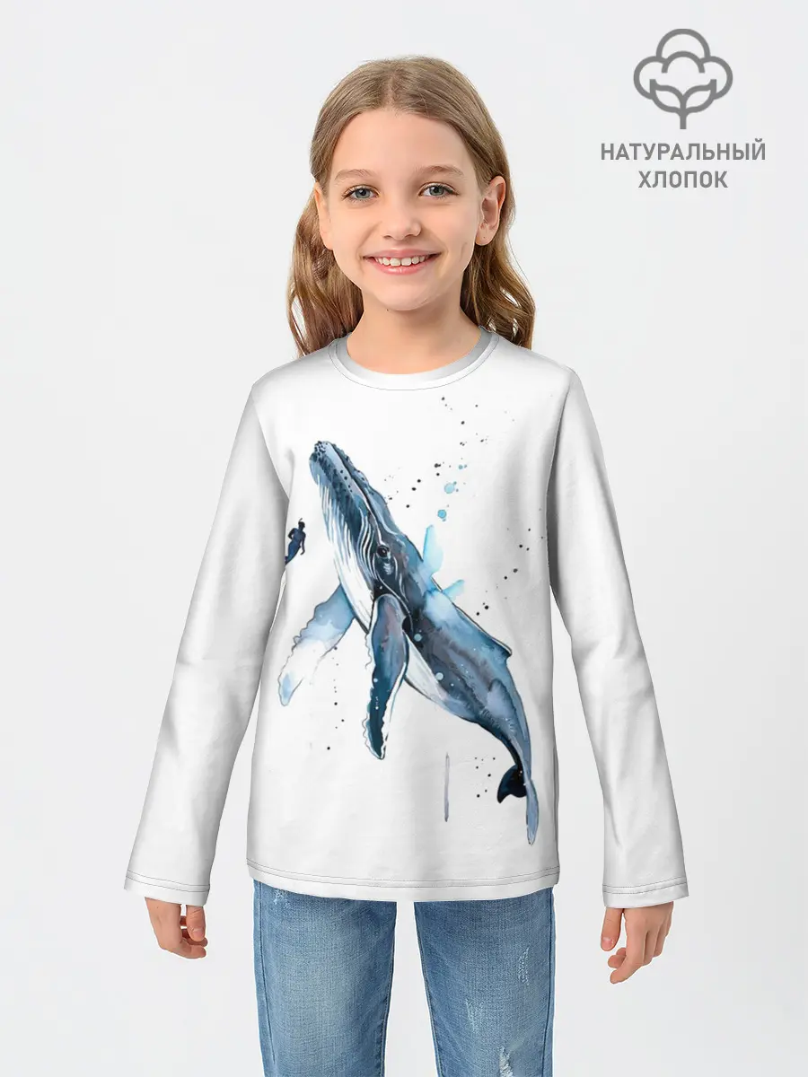 Детский лонгслив / кит