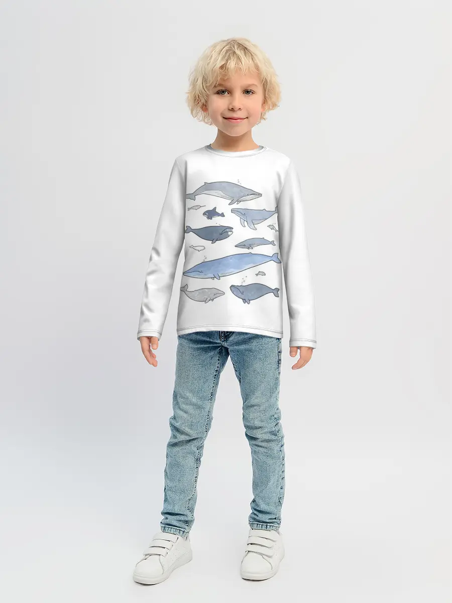 Детский лонгслив / киты