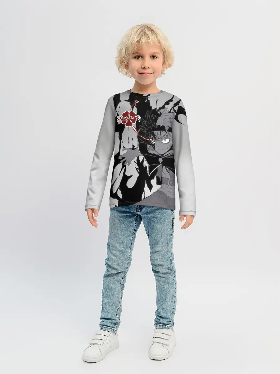 Детский лонгслив / Черный Аста демон Чёрный клевер