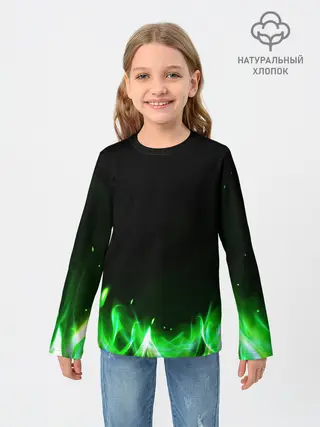 Детский лонгслив / Зеленый огонь