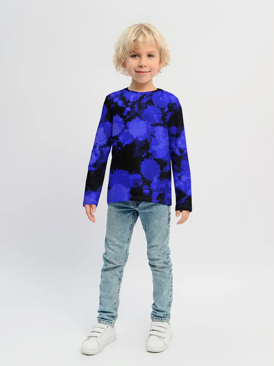 Детский лонгслив / Синие Кляксы