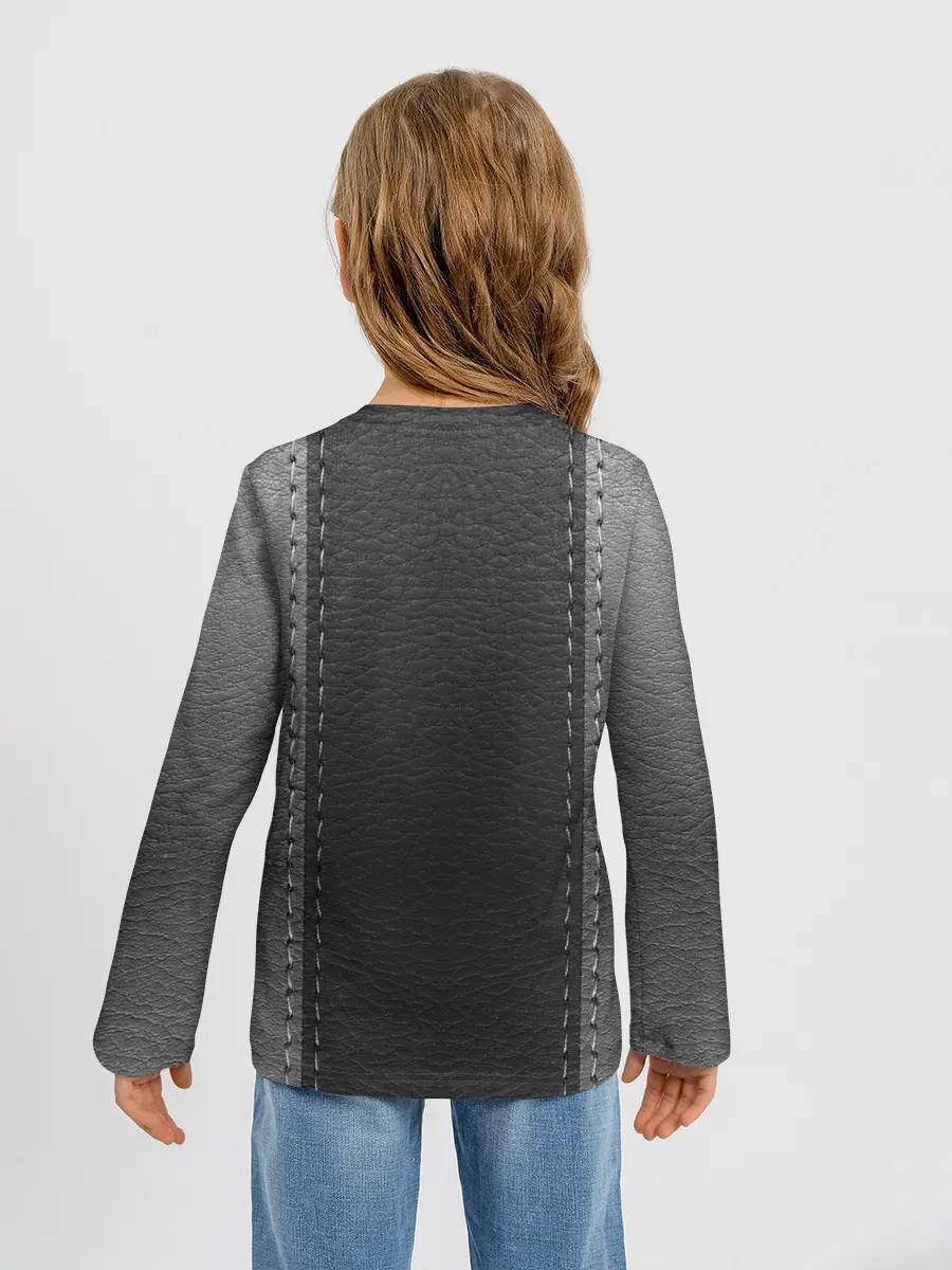 Детский лонгслив / Черно-Серая Кожа