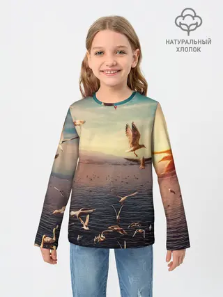 Детский лонгслив / Чайки на воде
