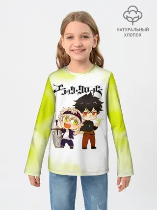 Детский лонгслив / Аста и Юно Чёрный клевер