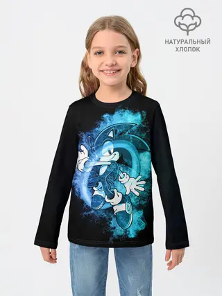 Детский лонгслив / Соник сквозь кольцо