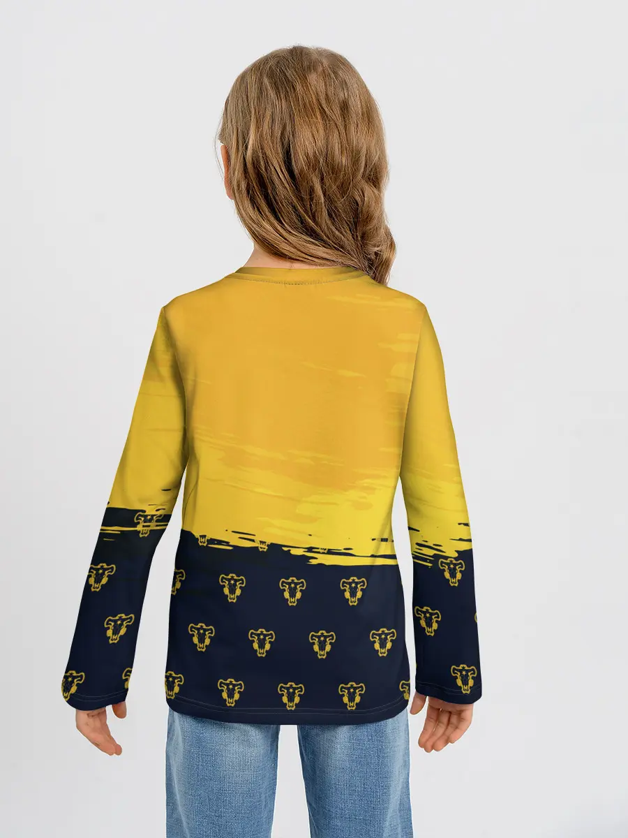 Детский лонгслив / Чёрный клевер Аста желтый