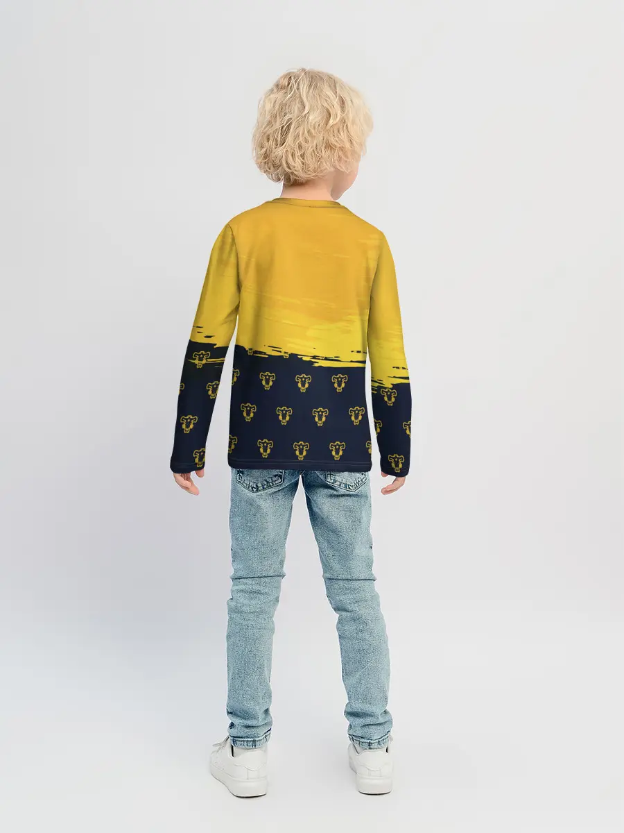 Детский лонгслив / Чёрный клевер Аста желтый