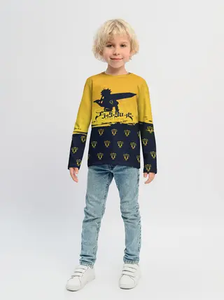 Детский лонгслив / Чёрный клевер Аста желтый