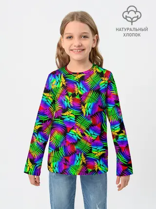Детский лонгслив / Неоновый папоротник