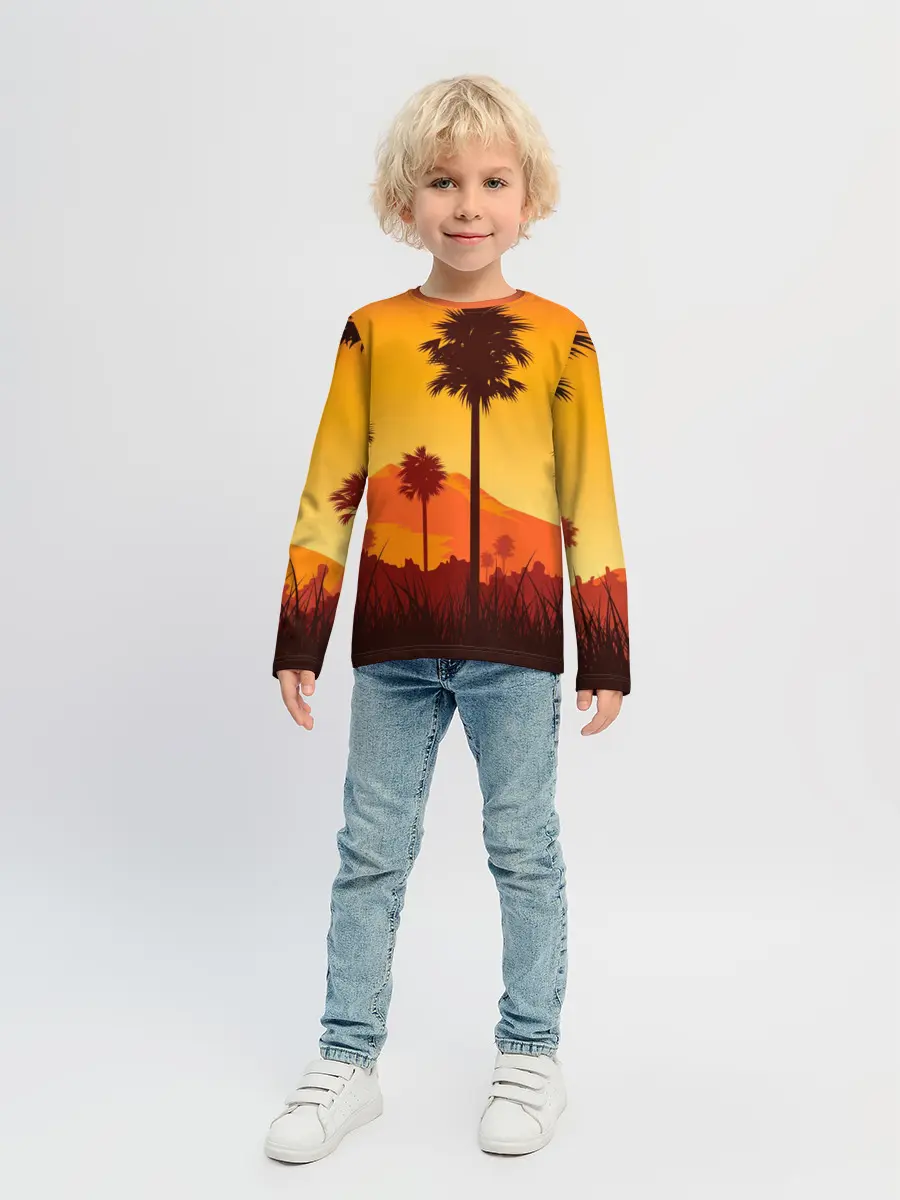 Детский лонгслив / Лето, Пальмы, вечер