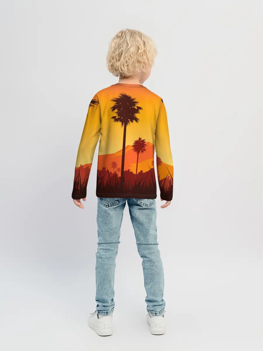 Детский лонгслив / Лето, Пальмы, вечер