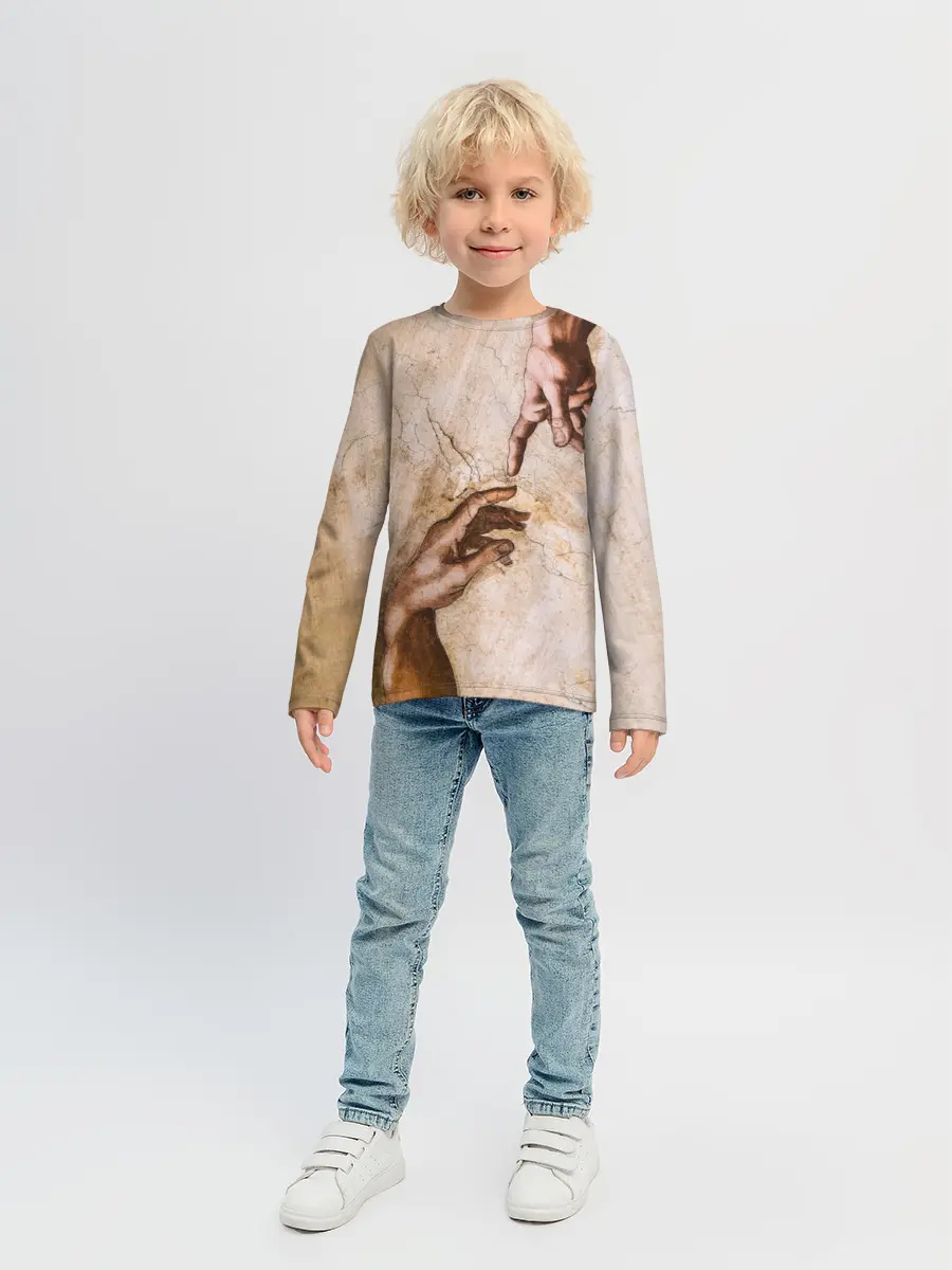 Детский лонгслив / Микеланджело сотворение Адама