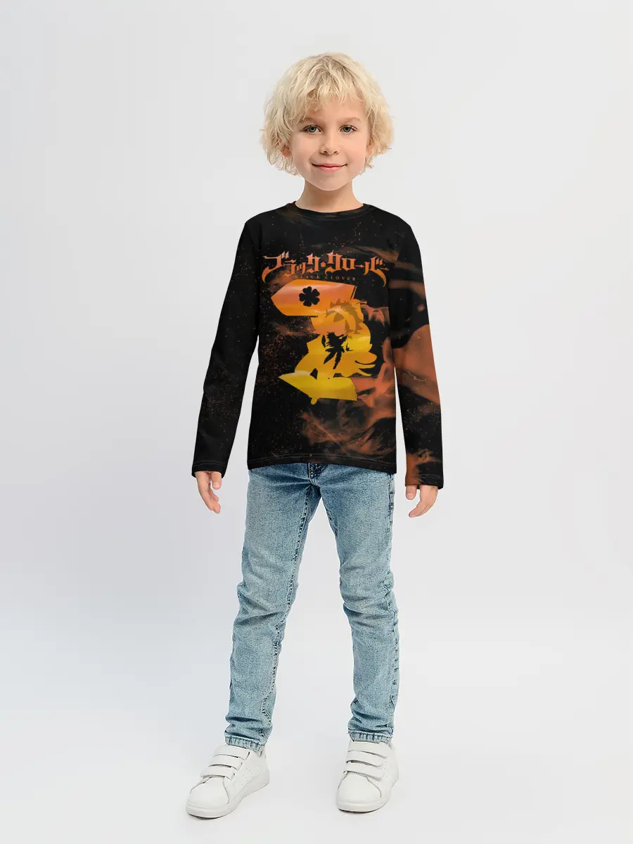Детский лонгслив / Чёрный клевер удар Аста мечом
