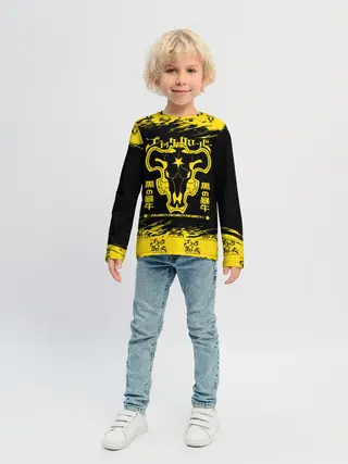 Детский лонгслив / Черные быки Чёрный клевер