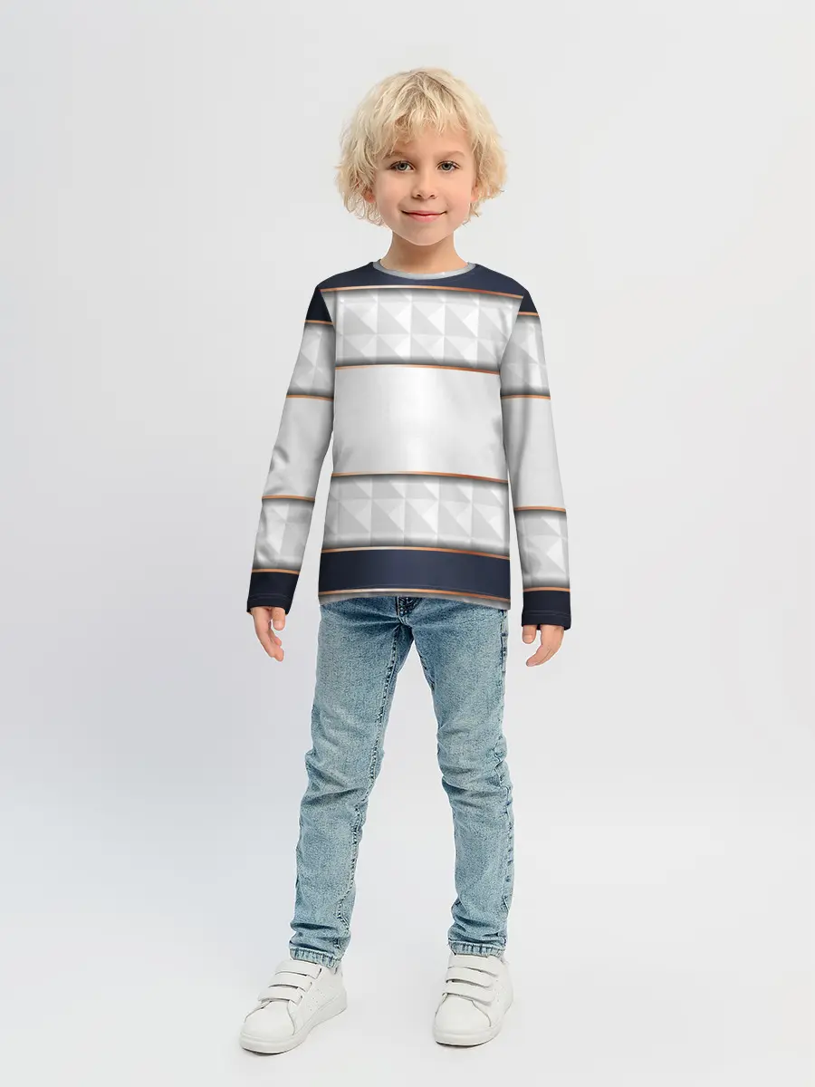 Детский лонгслив / White 3d lines