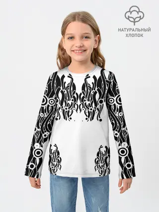 Детский лонгслив / абстракция, круги, линии,