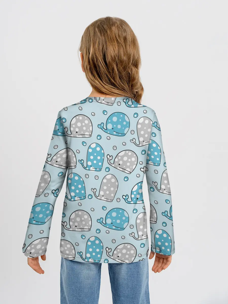 Детский лонгслив / Киты паттерн