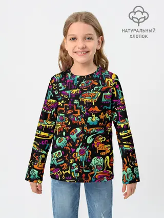 Детский лонгслив / Неоновый мир