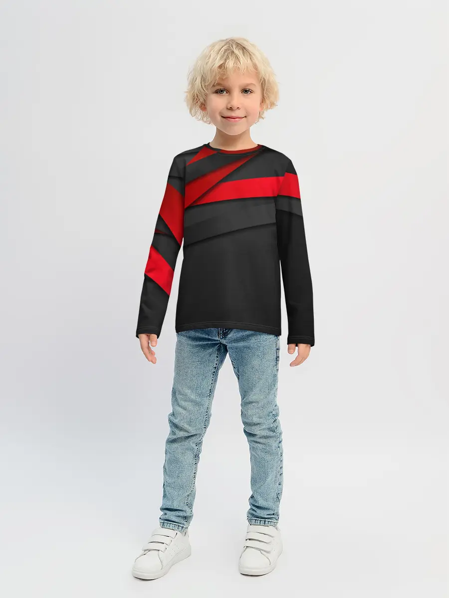 Детский лонгслив / Красные полосы