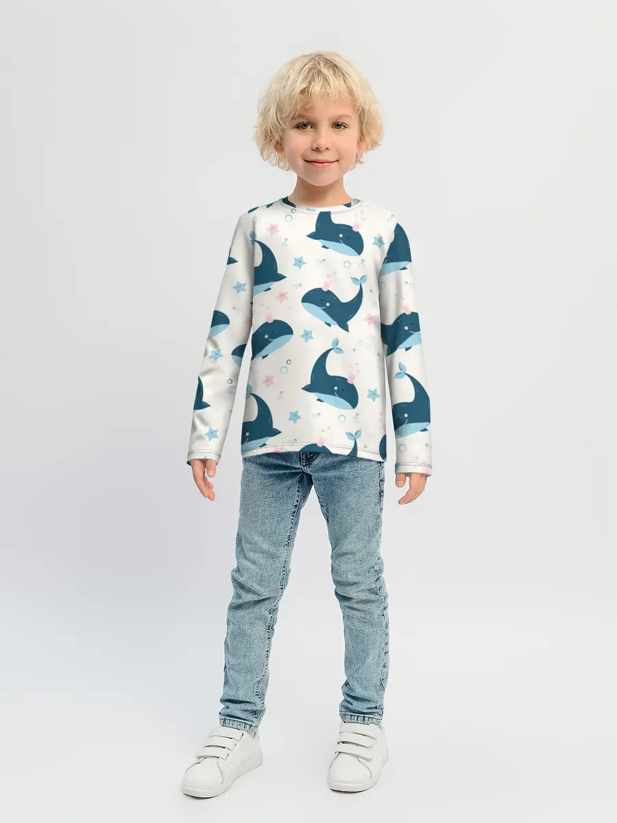 Детский лонгслив / Киты