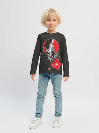 Детский лонгслив / Девушка-кошка-самурай