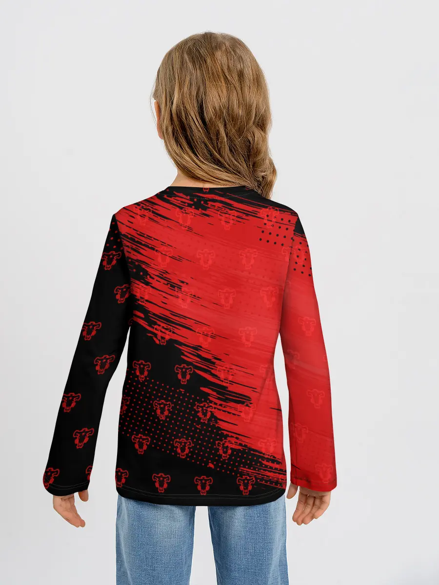 Детский лонгслив / Чёрный клевер голова Аста