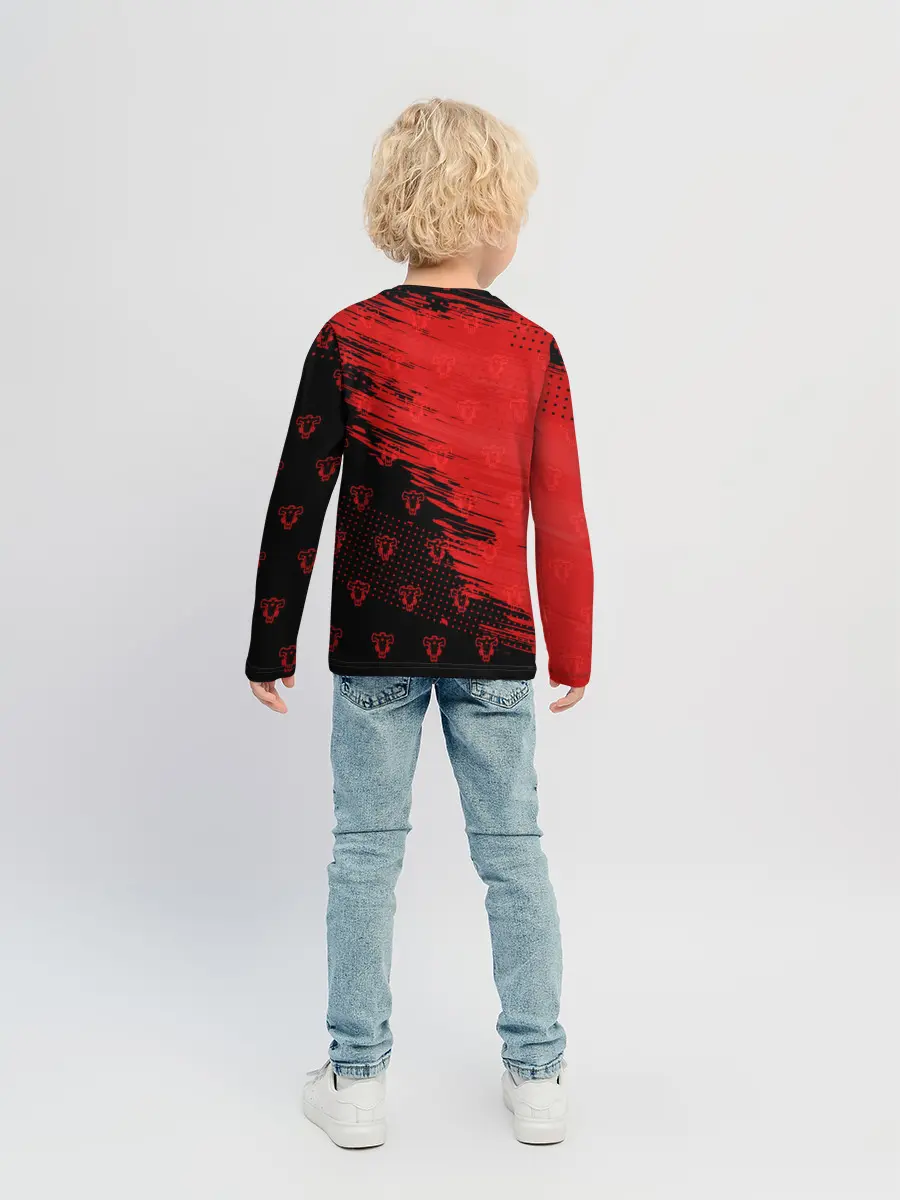 Детский лонгслив / Чёрный клевер голова Аста