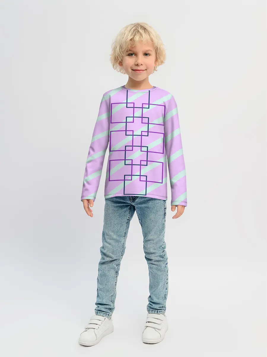 Детский лонгслив / графический: клетка полоска