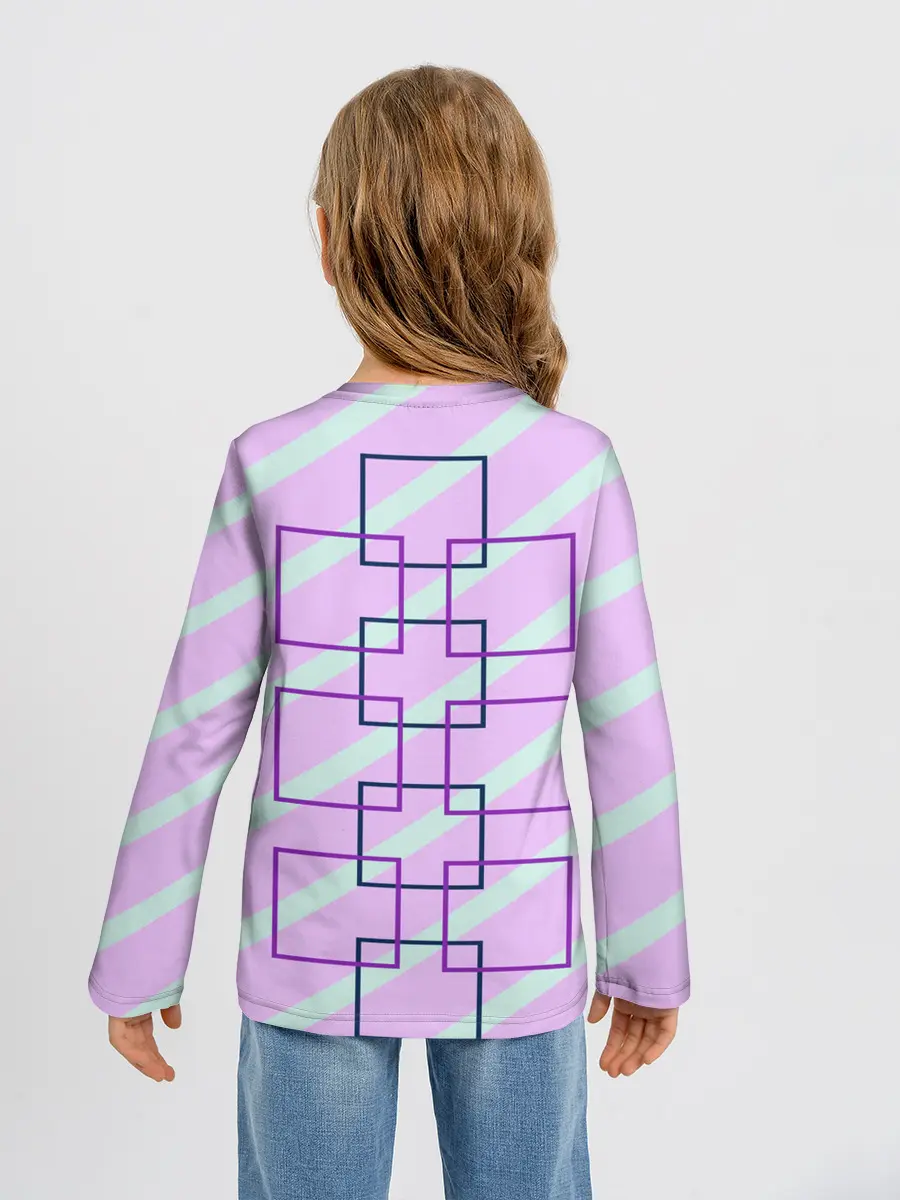 Детский лонгслив / графический: клетка полоска