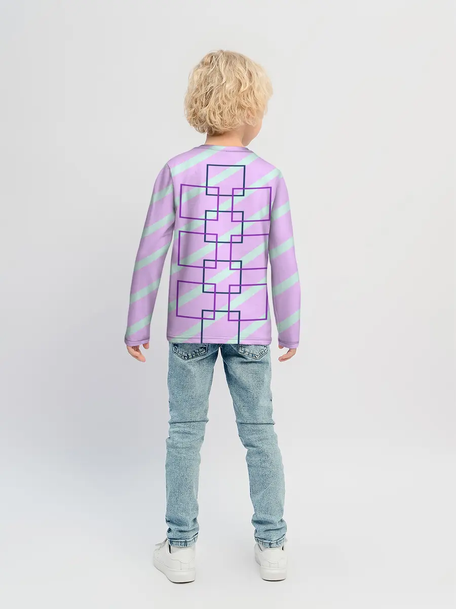 Детский лонгслив / графический: клетка полоска