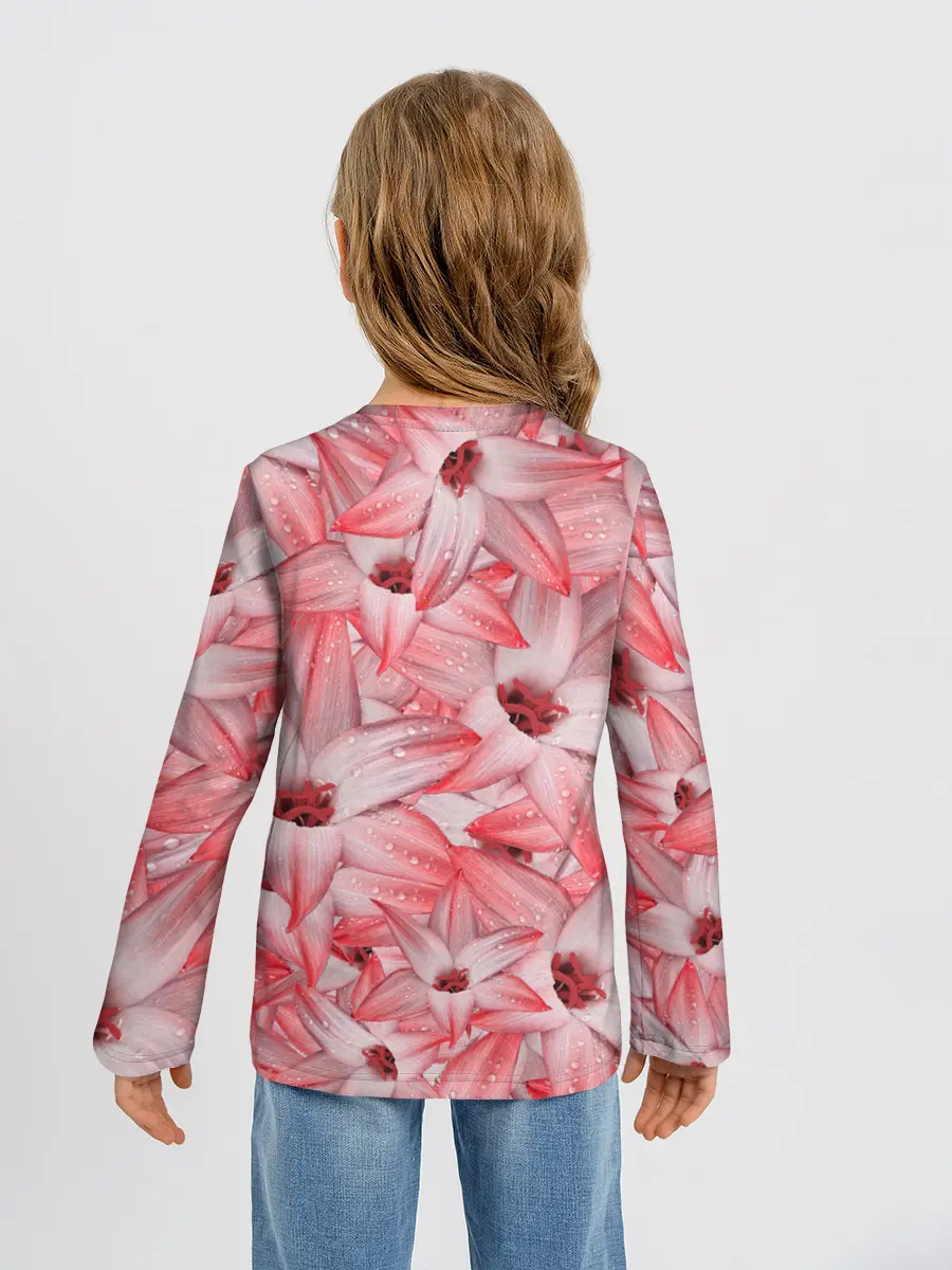 Детский лонгслив / Красные Цветы