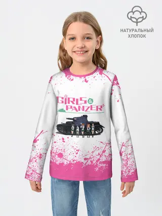 Детский лонгслив / Девушки и танки | Pink