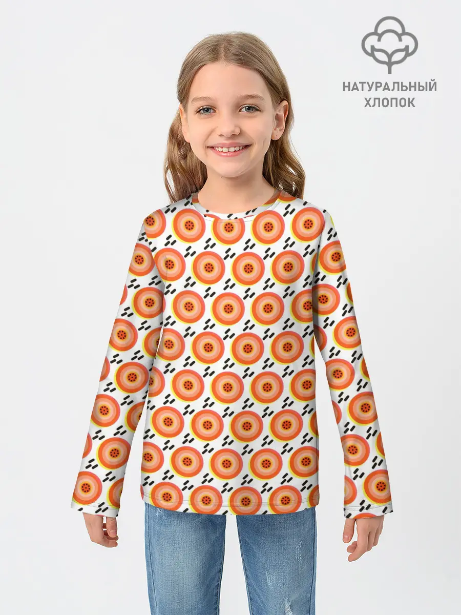 Детский лонгслив / Поп арт, мишень, диски дождь