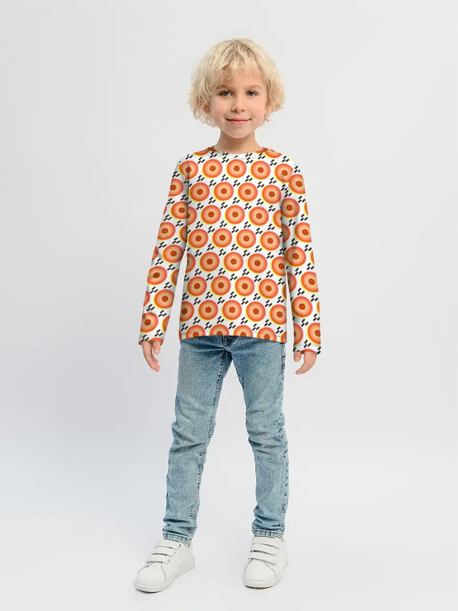 Детский лонгслив / Поп арт, мишень, диски дождь