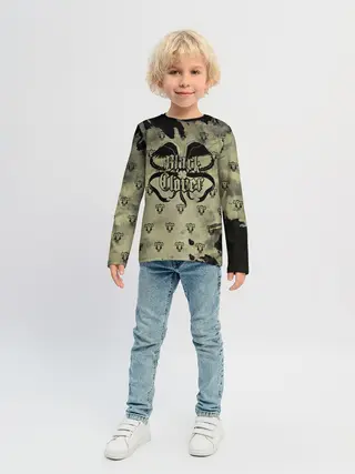 Детский лонгслив / Чёрный клевер Черные быки